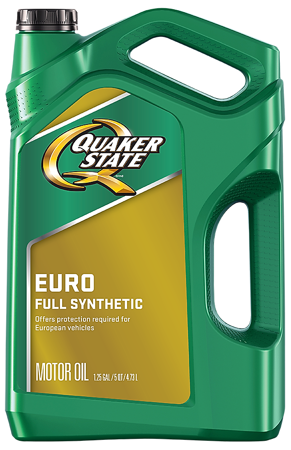 Bottle of quaker state euro synthetic oil