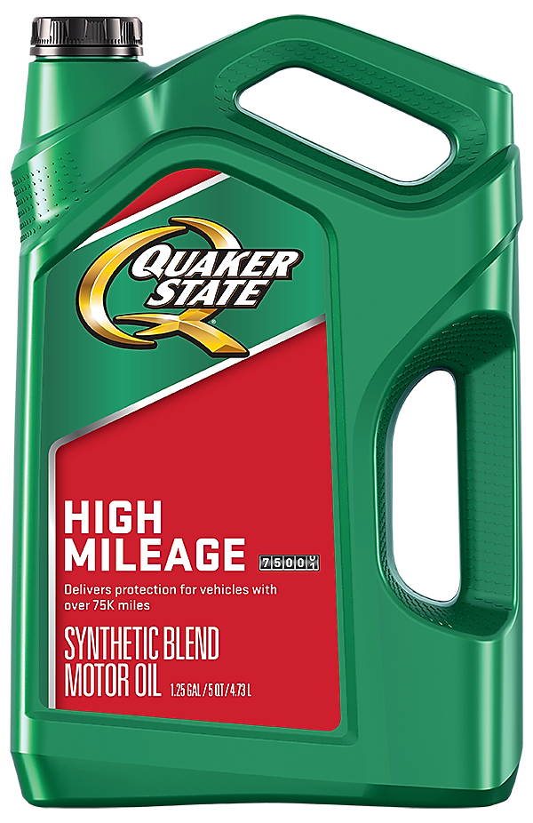 Bottle of quaker state high mileage oil