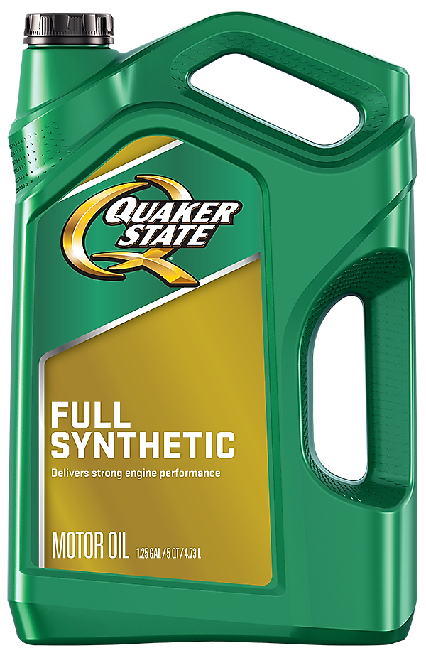 Bottle of quaker state full synthetic oil